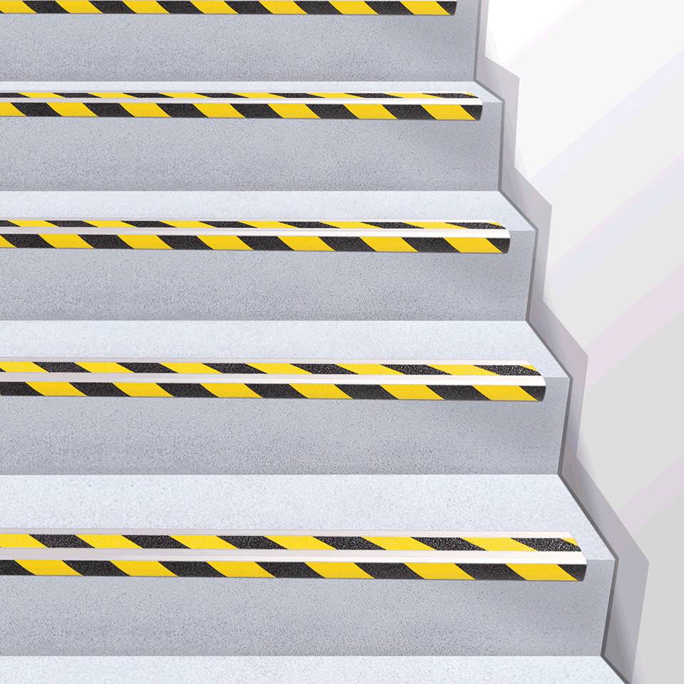 K.57 Antirutsch-Treppenkantenprofil,R13,gelb/schwarz,Aluminium,selbstkl.,1000x31x53mm