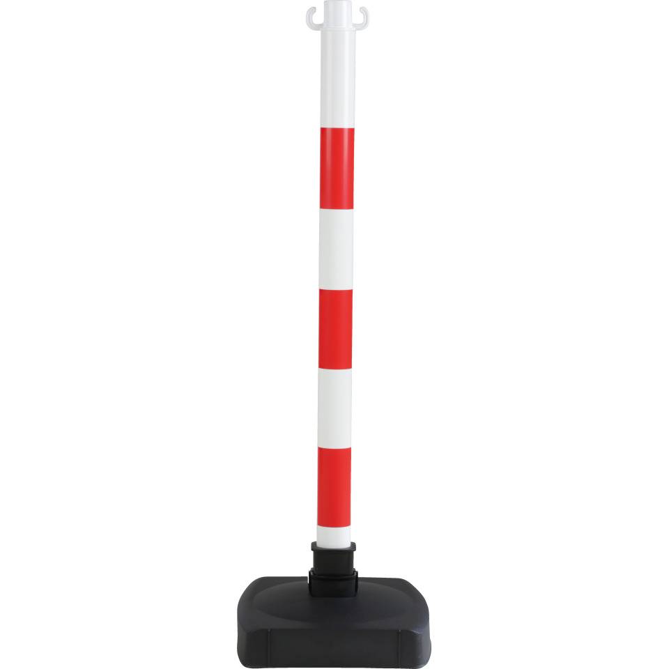 Klapppfosten, 2 Kettenhaken, rot/weiß, Kunststoff, Ø 50mm, H 900mm, 5,2kg