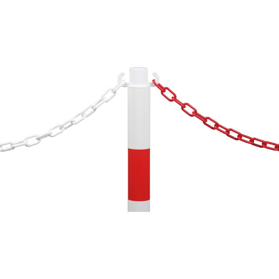 Klapppfosten, 2 Kettenhaken, rot/weiß, Kunststoff, Ø 50mm, H 900mm, 5,2kg