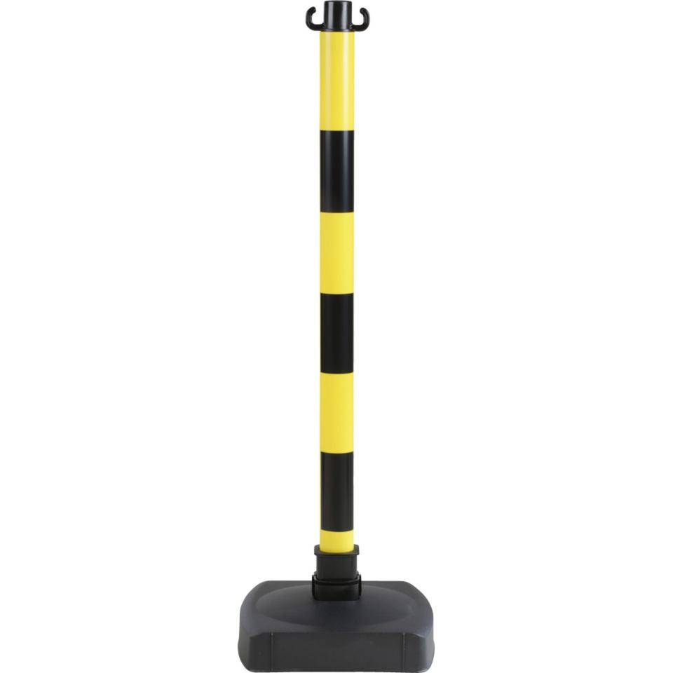 Klapppfosten, 2 Kettenhaken, gelb/schwarz, Kunststoff, Ø 50mm, H900mm, 5,2kg