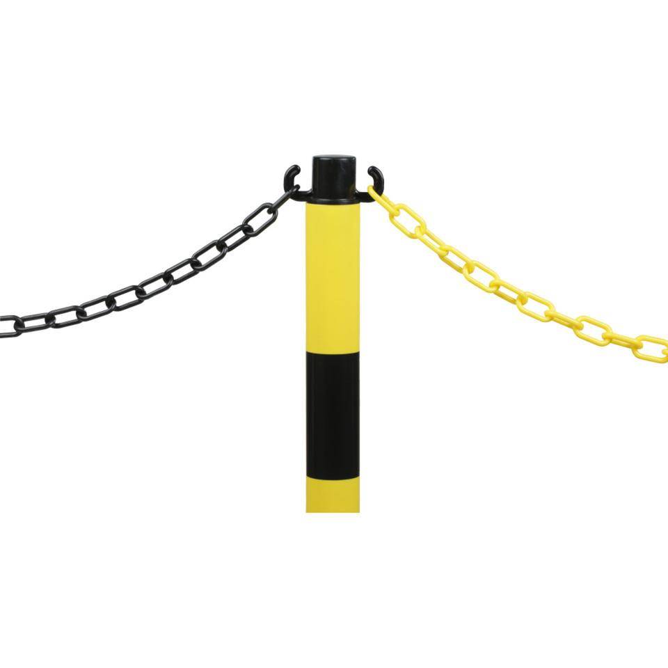 Klapppfosten, 2 Kettenhaken, gelb/schwarz, Kunststoff, Ø 50mm, H900mm, 5,2kg