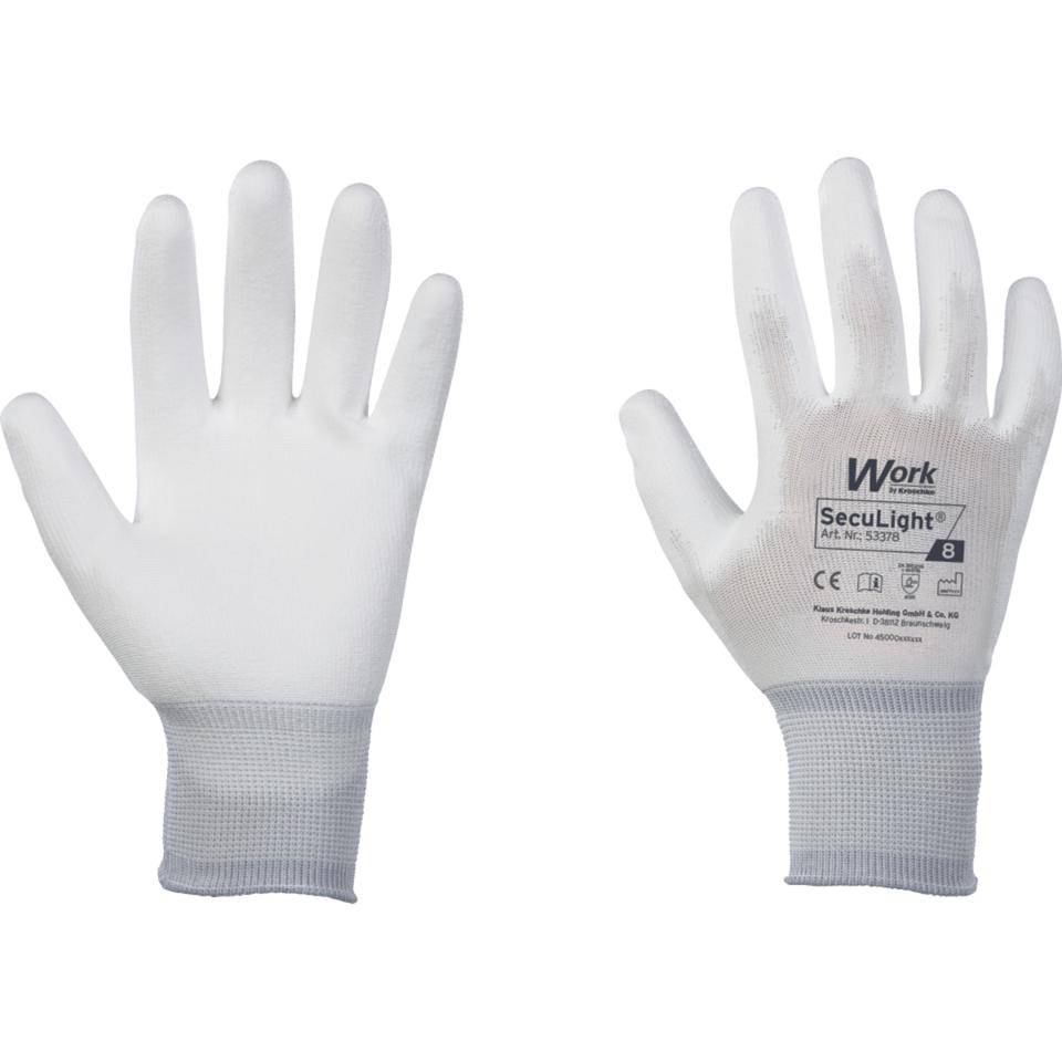 Work Schutzhandschuh SecuLight®, Kat.II, weiß, Nylon-Trikot, PU beschichtet, Größe 11