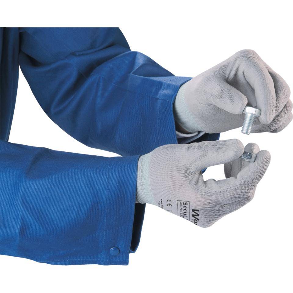 Work Schutzhandschuh SecuLight® grey, Kat.II, Nylon Trikot, PU beschichtet, Größe 7