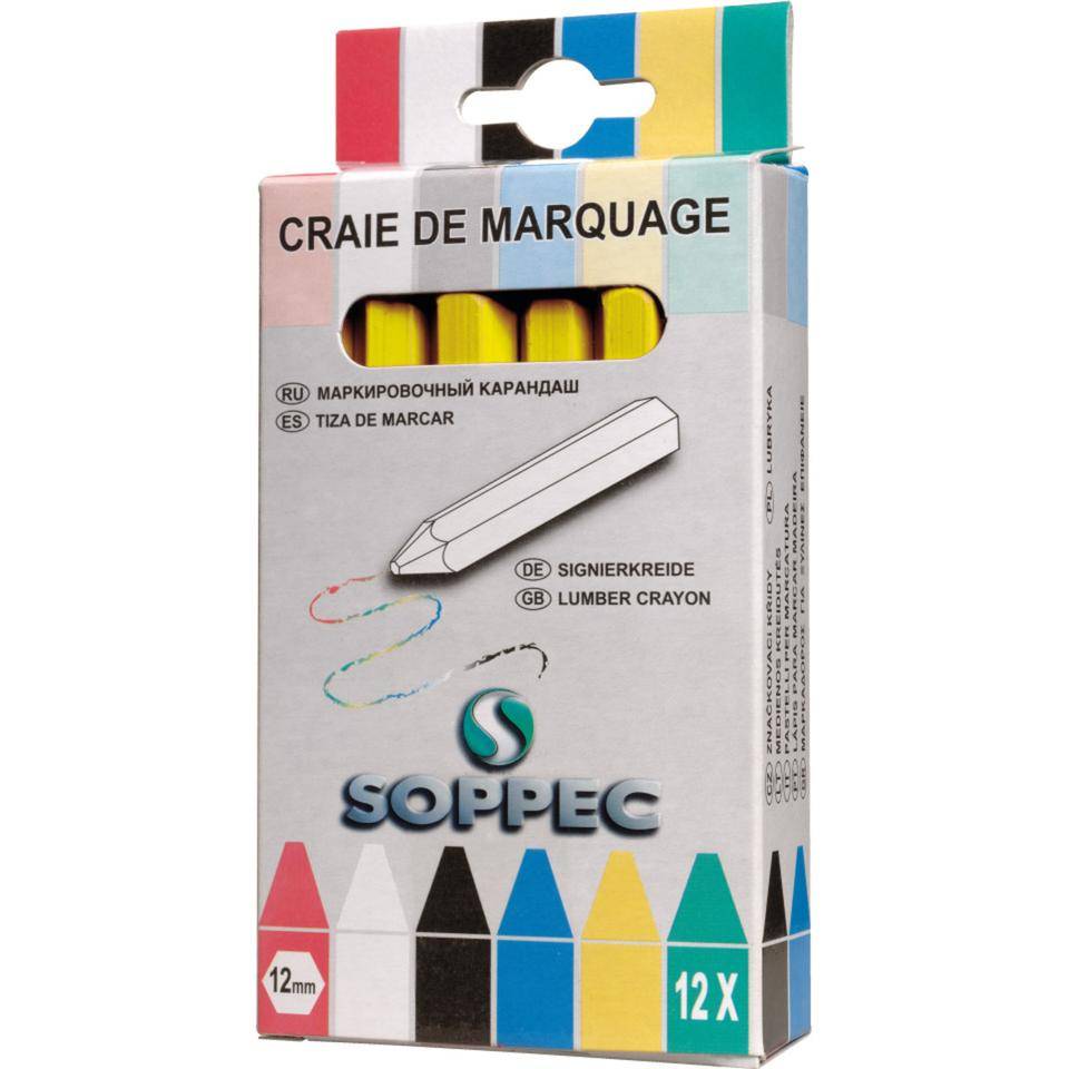 Kreidestift, Markierkreide, auf Wachsbasis, Farbe: gelb, 12/VE