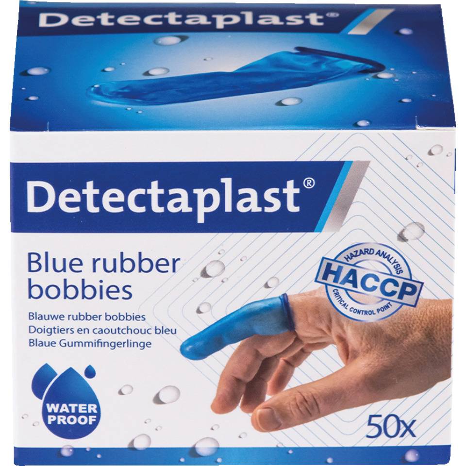 Detectaplast® Gummi-Fingerlinge, blau, Gummi, 50/VE, Universalgröße