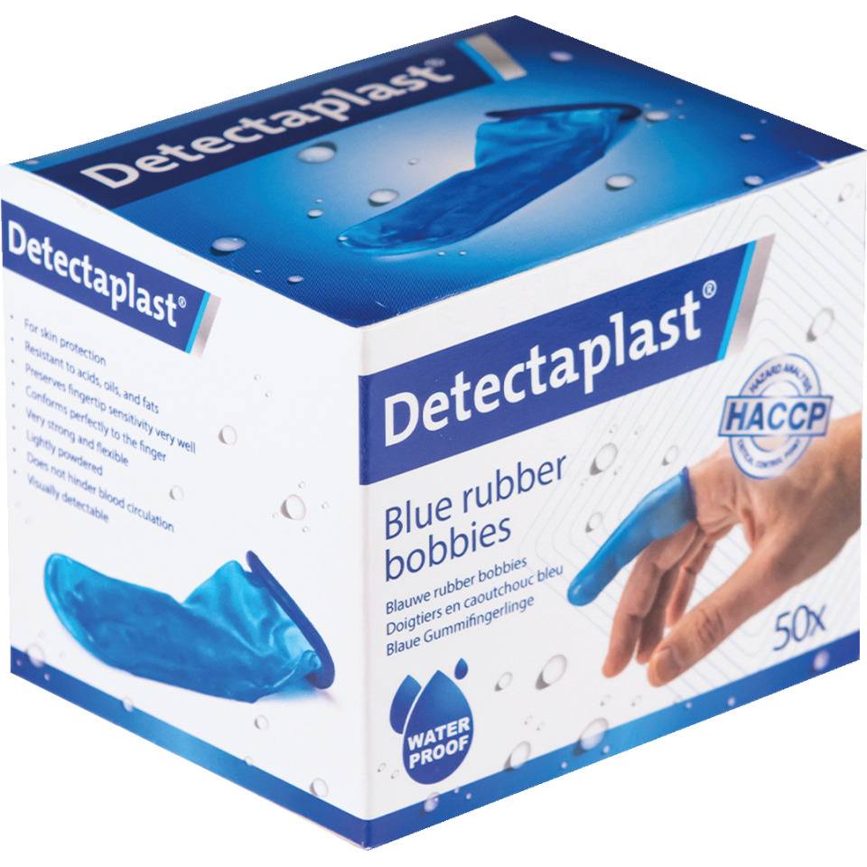Detectaplast® Gummi-Fingerlinge, blau, Gummi, 50/VE, Universalgröße