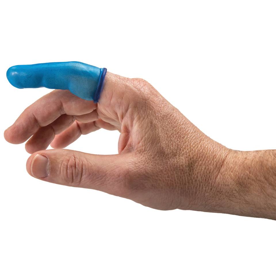 Detectaplast® Gummi-Fingerlinge, blau, Gummi, 50/VE, Universalgröße