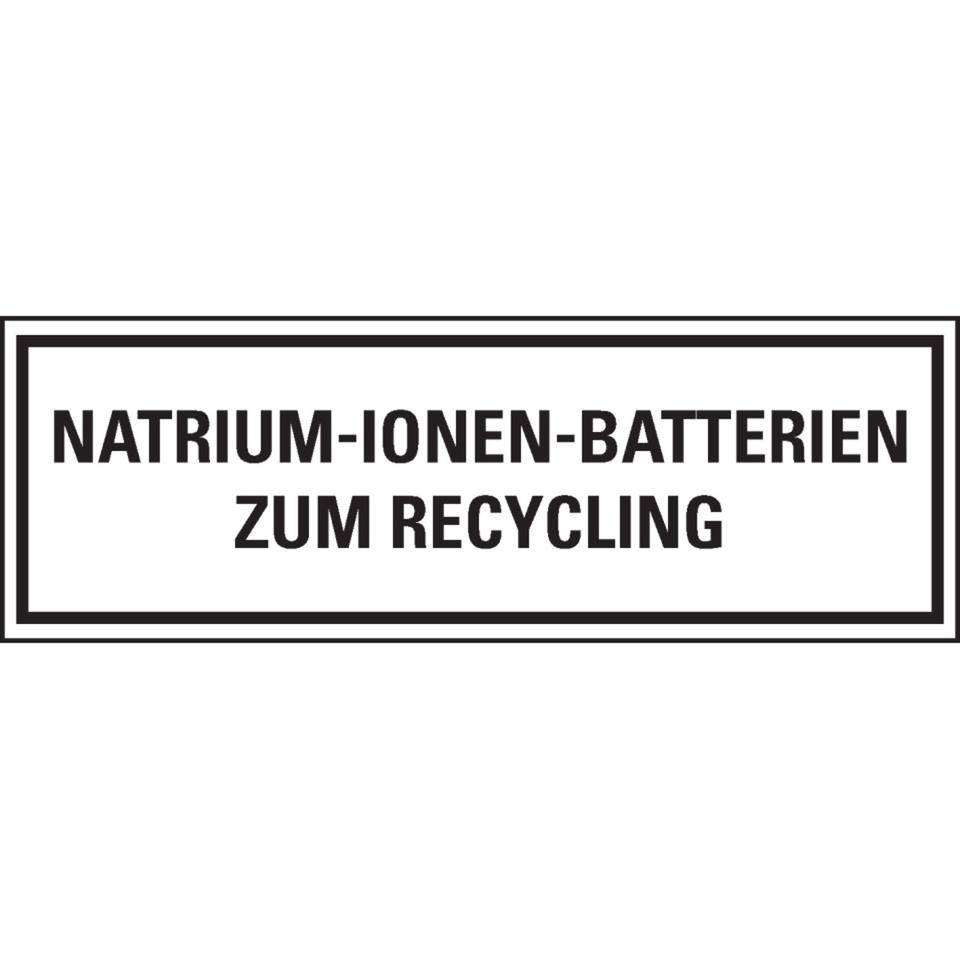 Verpackungszeichen Natriumbatterien zum Recycling, deutsch, seewasserbeständig, 500/Rolle