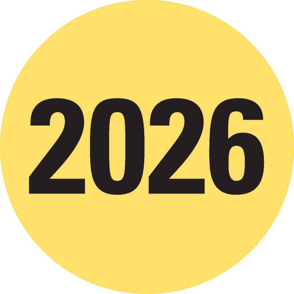 Markierungspunkt, 2026, hellgelb, Haftpapier, ablösbar, Ø 37mm, 500/Rolle