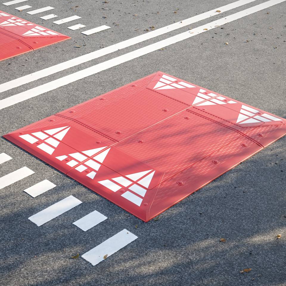 Berliner Kissen, für bis 30 km/h-Zone geeignet, rot/weiß, Gummi, 2000x1800x1000mm