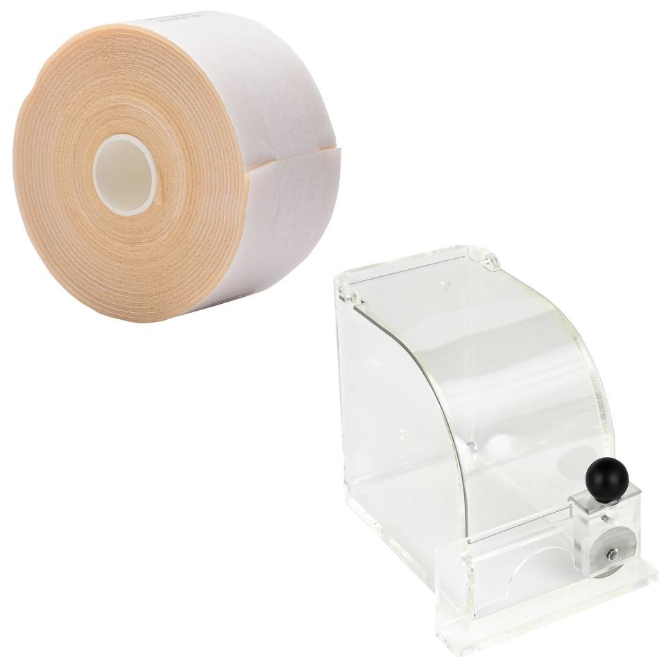 Pflasterspender f. Rollenpflaster mit Messer, 2 QuickSoft Bandagen, beige, 5,5cm, 5m