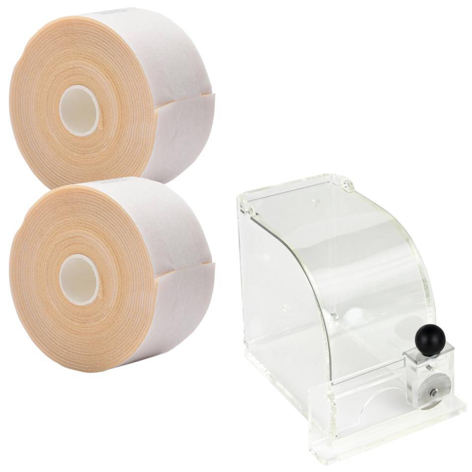 Pflasterspender f. Rollenpflaster mit Messer, 2 QuickSoft Bandagen, beige, 5,5cm, 5m