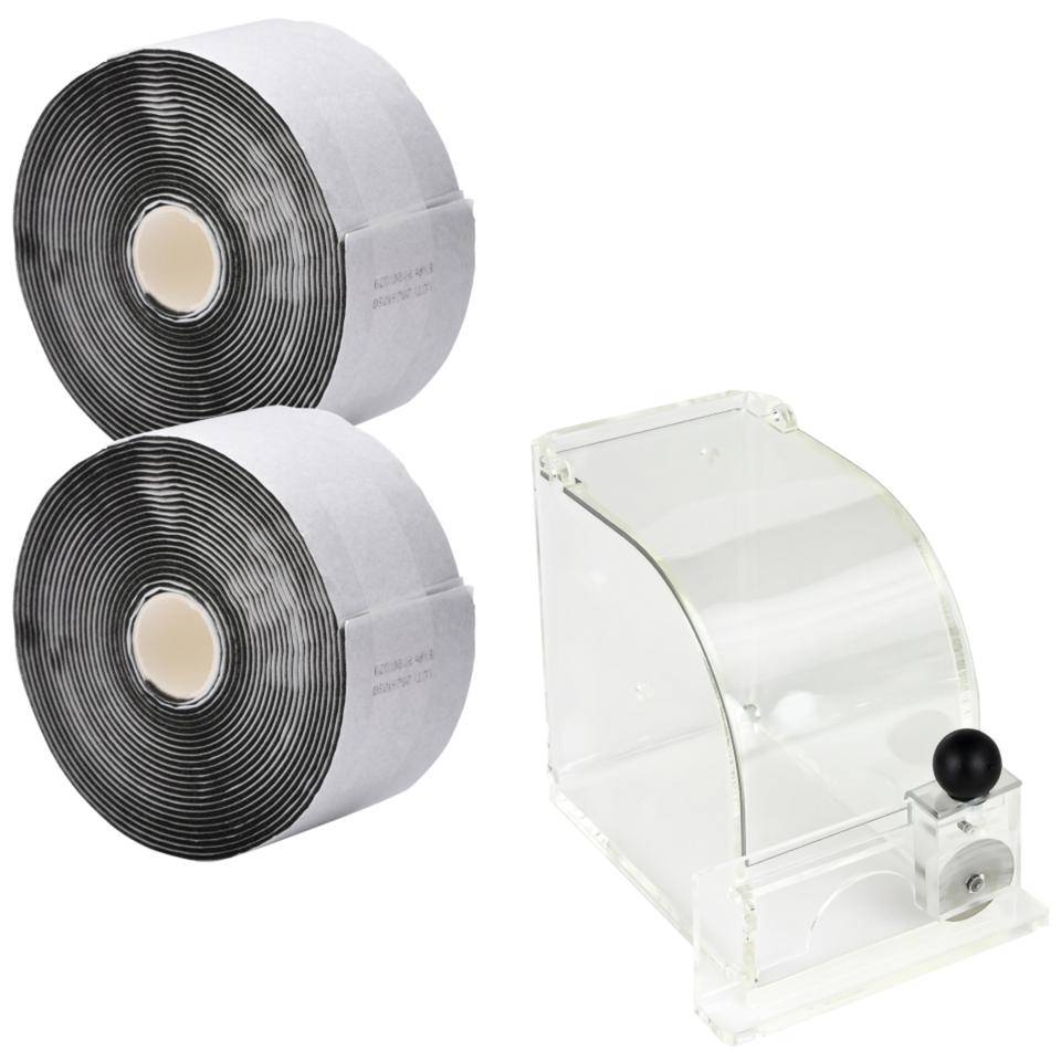 Pflasterspender Rollenpflaster mit Messer, 2 QuickSoft Bandagen,schwarz, 5,5cm, 5m