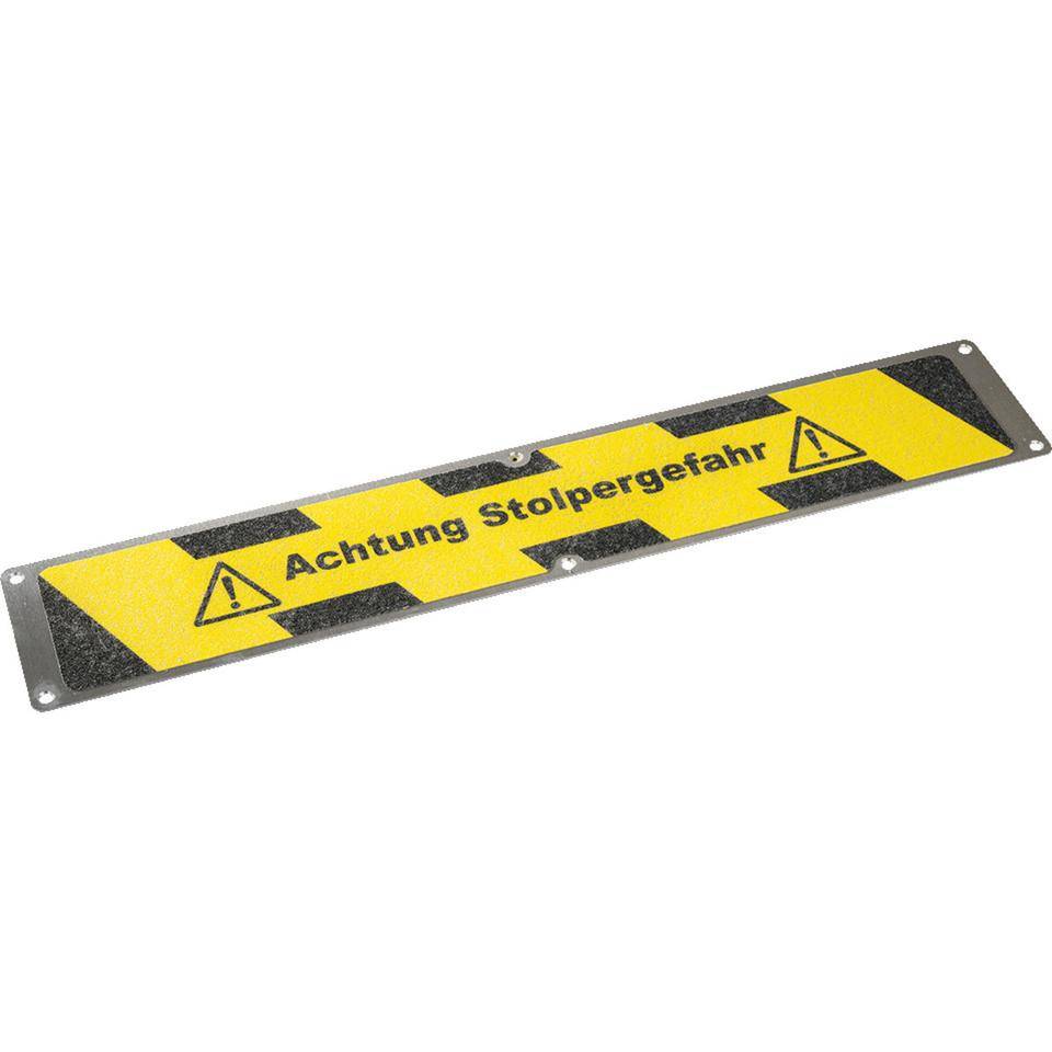 K.57 Antirutschplatte Achtung Stolpergefahr, R13, schwarz/gelb, Aluminium, 114x635mm