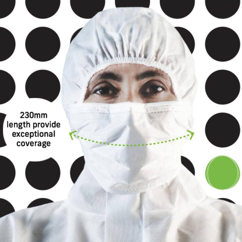 Isofield Reinraum-Gesichtsmaske Peta 230, unsteril, ISO5 GMP C/D, weiß, 50 ST/VE
