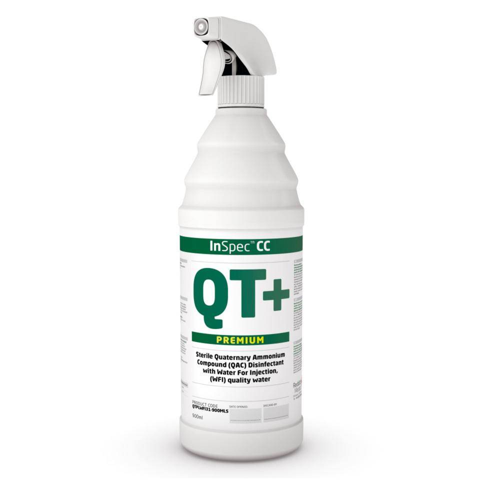 InSpec™ Desinfektionsmittel QT+, steril, RTU, ISO 5 GMP A/B, 1 l/Sprühflasche