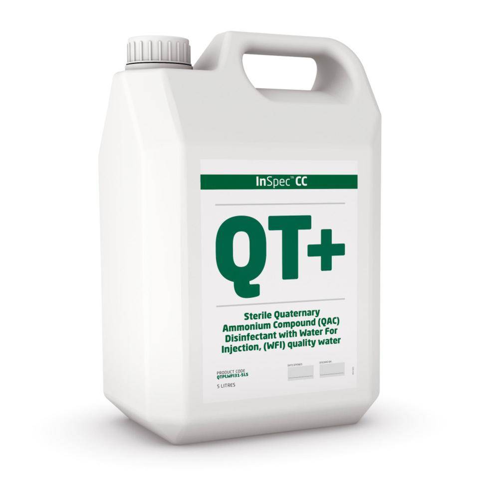 InSpec™ Desinfektionsmittel QT+, steril, RTU, ISO 5 GMP A/B, 5 l/Kanister