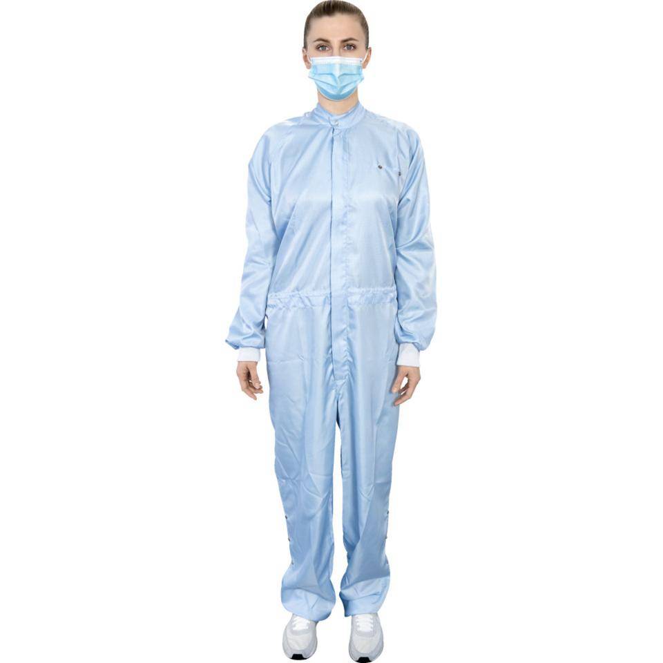RR-Overall, ISO4 GMP A/B, hellblau, 98% PES/2% Carbon, autoklavierbar, Größe XS