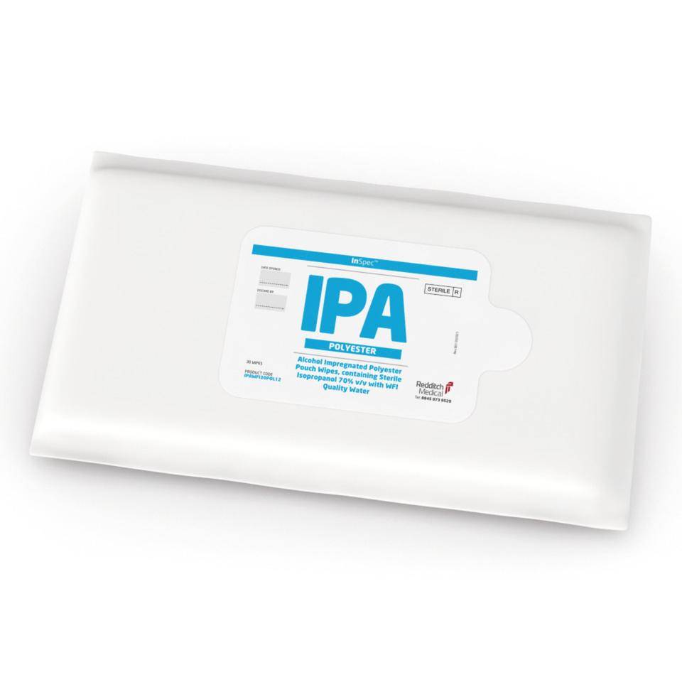 InSpec™ Feuchttücher IPA, steril, ISO 5 GMP A/B, Polyester, 30x30cm, 30/VE