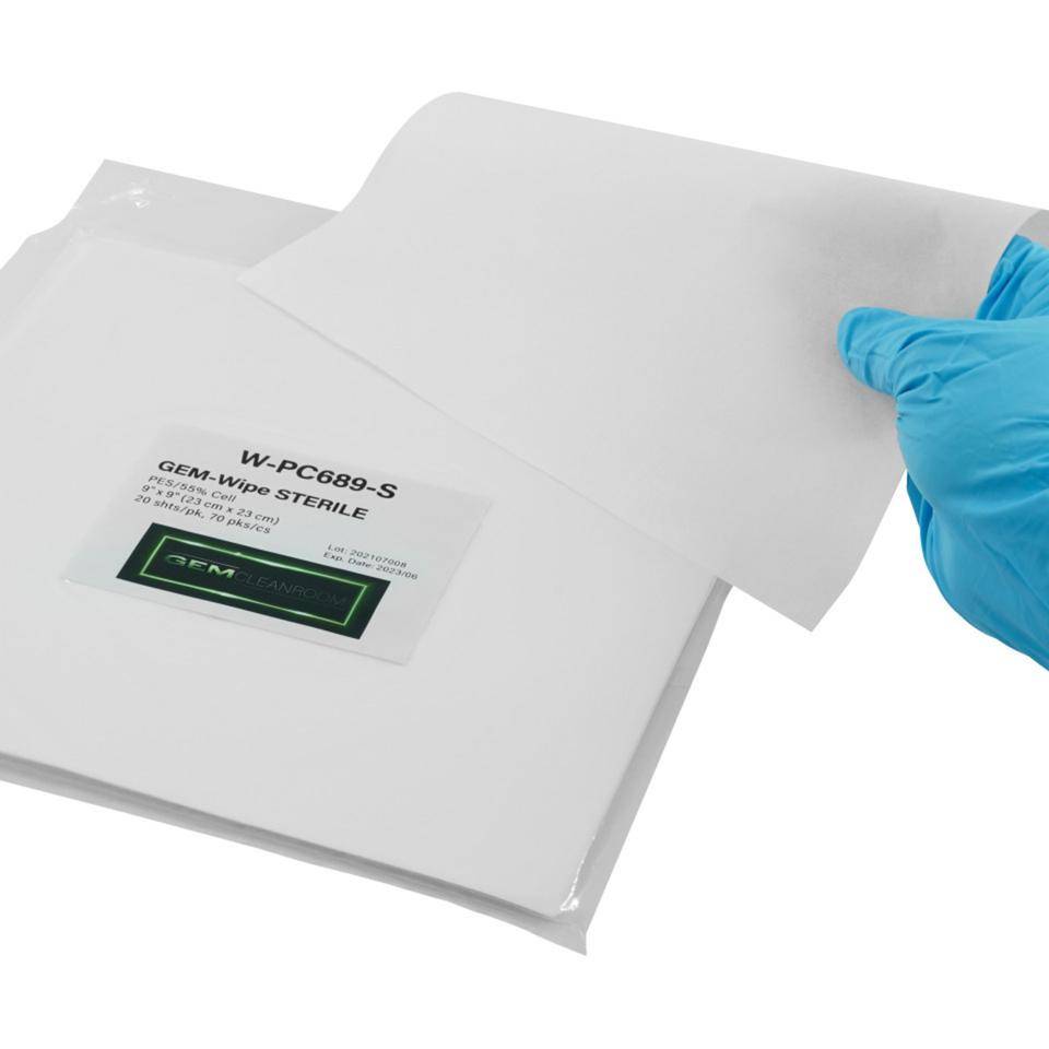 GEM-Wipe W-PC689-S,steril,ISO5 GMP A/B,45% PES/55% Cell,23x23cm,5x20 Tücher/VE