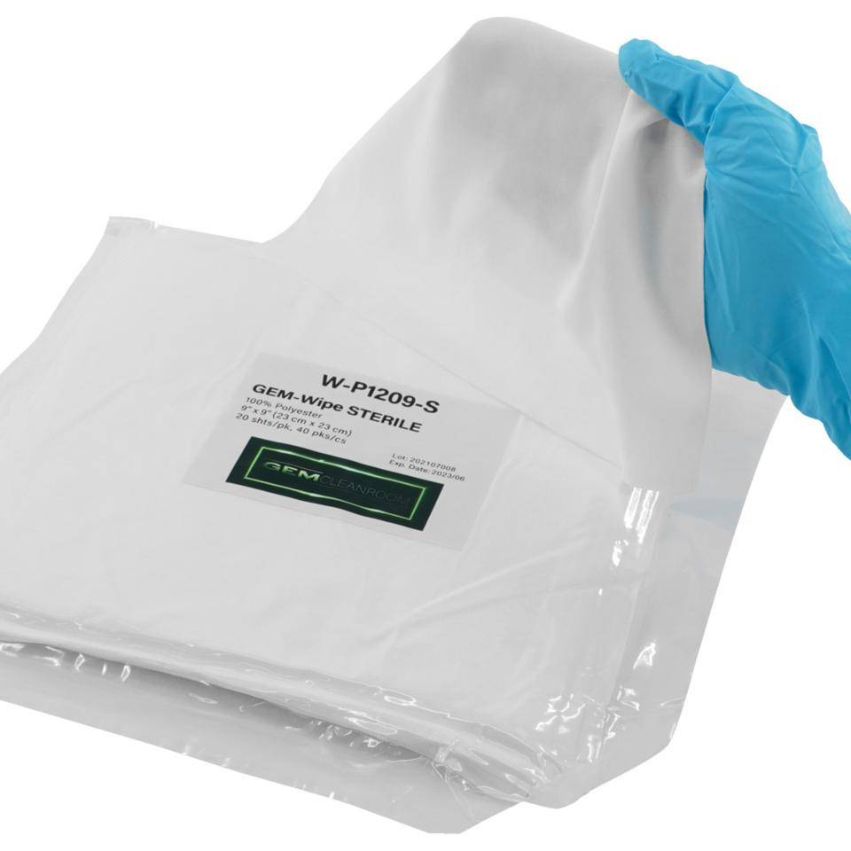GEM-Wipe W-P1209-S,steril,ISO5 GMP A/B,100% Polyester,23x23cm,10x20 Tücher/VE