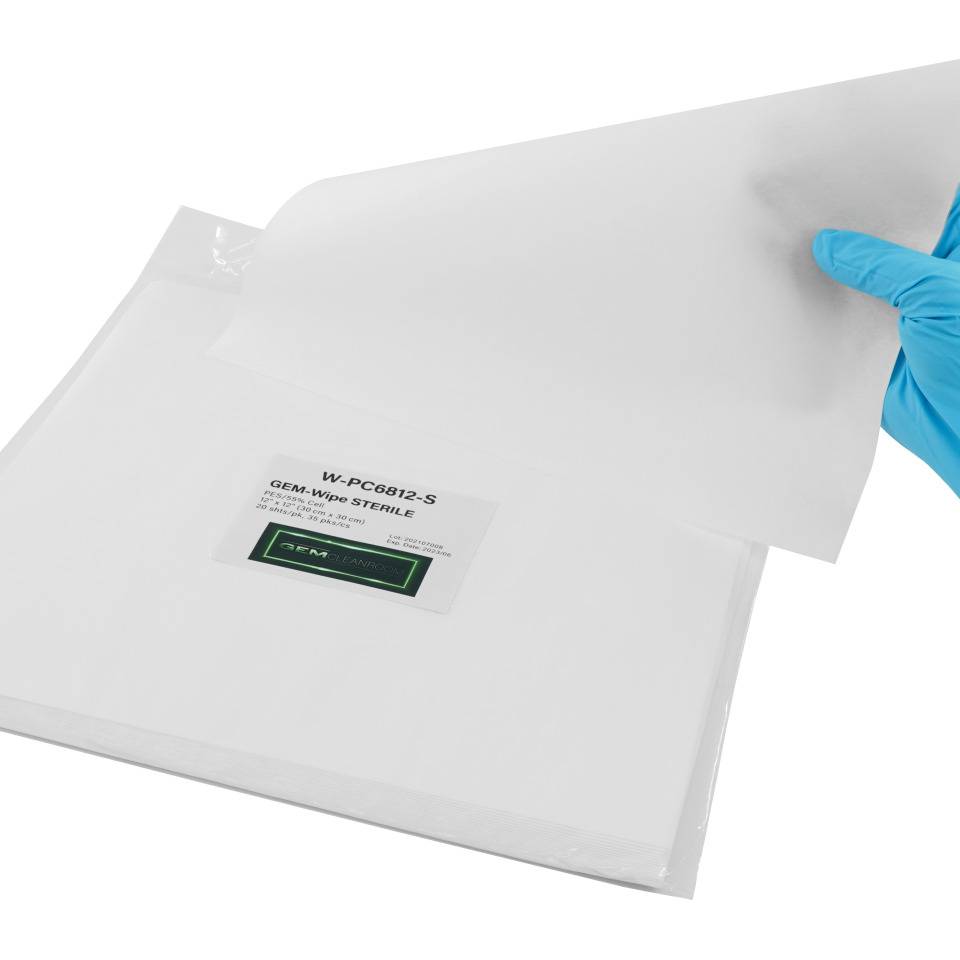 GEM-Wipe W-PC6812-S,steril,ISO5 GMP A/B,45% PES/55% Cell,30x30cm,5x20 Tücher/VE