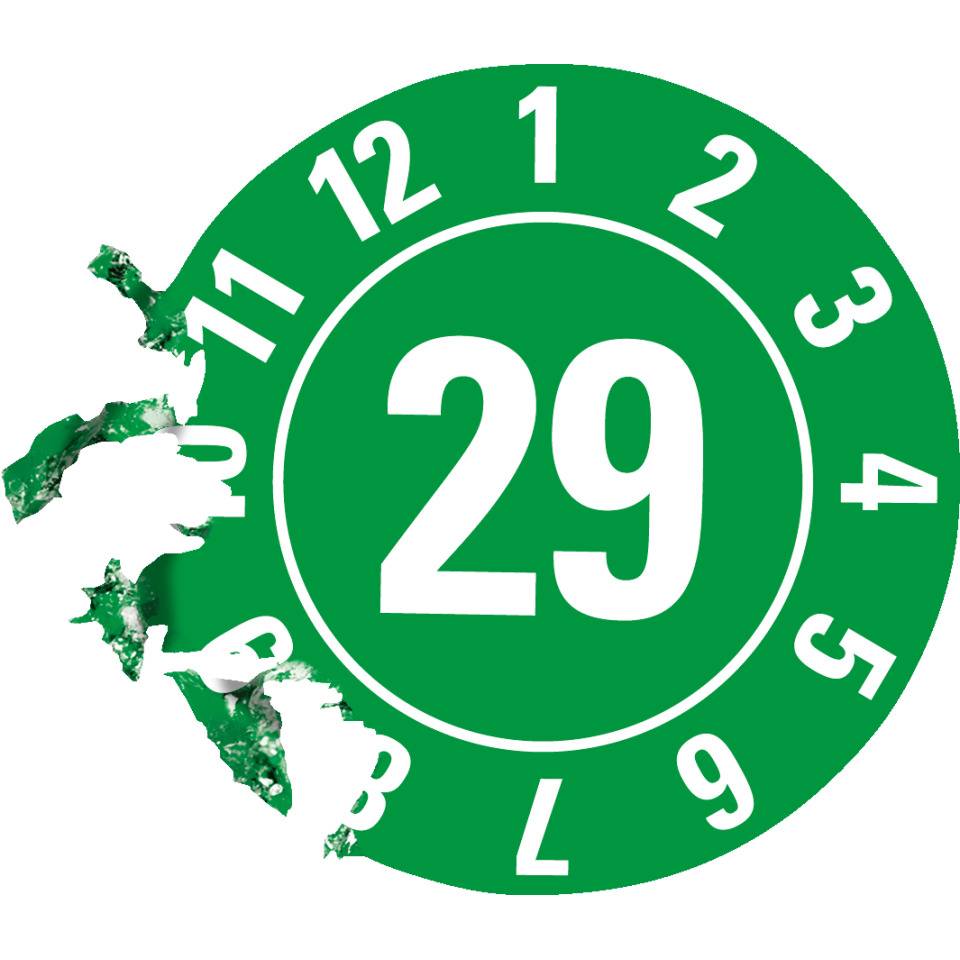 Jahresprüfplakette 29, grün, Dokumentenfolie, Ø 30mm, 500/Rolle