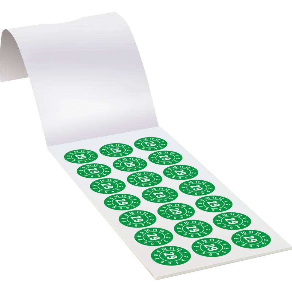Prüfplakette 29, grün, Folie, ablösbar, Ø 25mm, 105/Heft