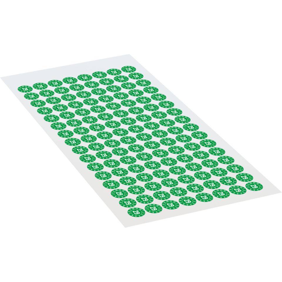Prüfplakette 29, grün, Folie, ablösbar, Ø 10mm, 128/Bogen