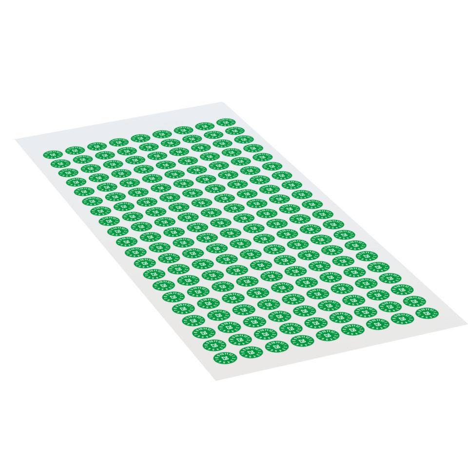 Prüfplakette 29, grün, Dokumentenfolie, selbstklebend, Ø 8mm, 180/Bogen