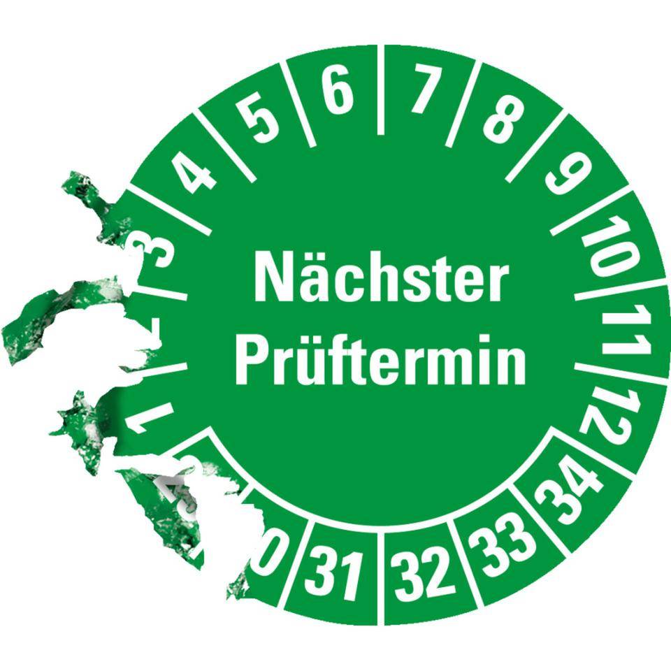 Prüfplakette Nächster Prüftermin, 29-34, grün, Dokumentenfolie, Ø 20mm, 500/Rolle