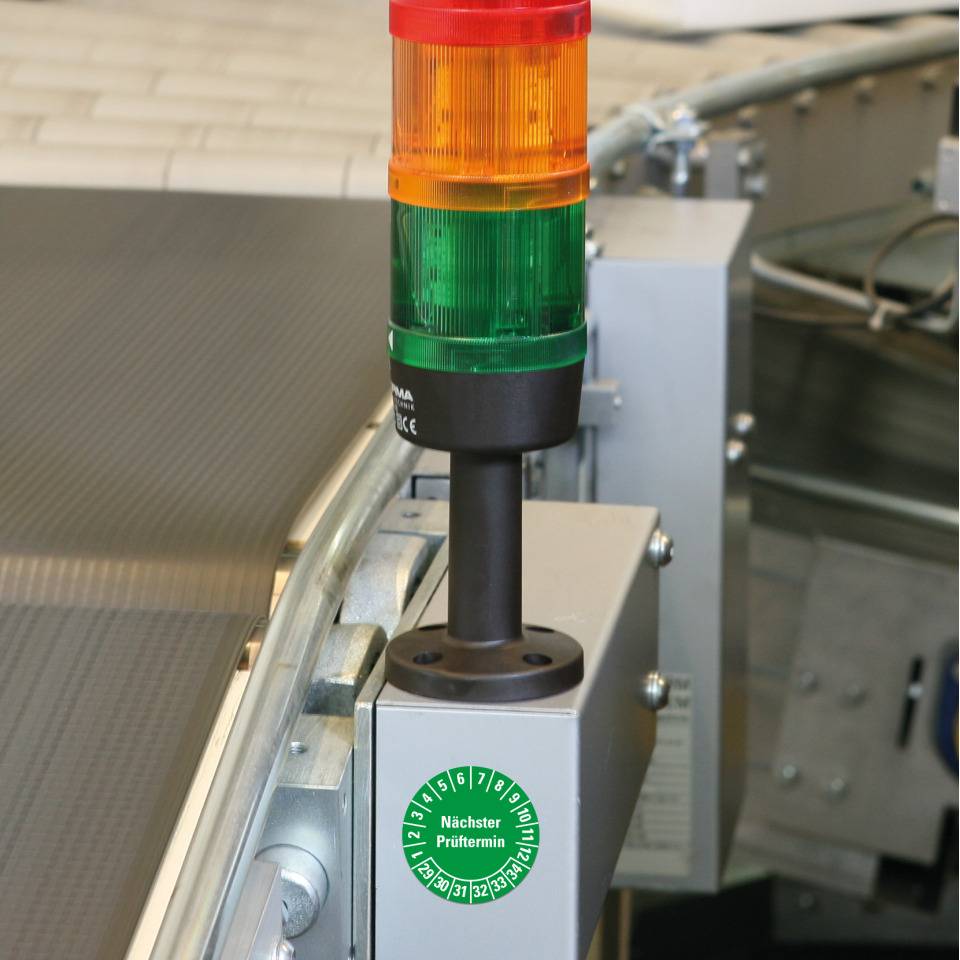 Prüfplakette Nächster Prüftermin, 29-34, grün, Folie, ablösbar, Ø20mm, 36/Bogen