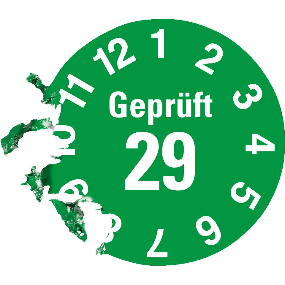 Prüfplakette Geprüft 29, grün, Dokumentenfolie, selbstklebend, Ø 15mm, 60/Bogen