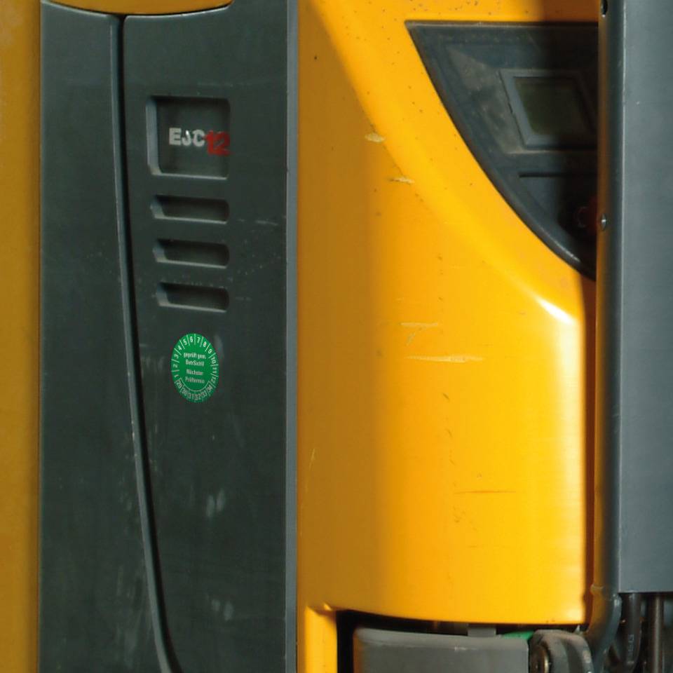 Prüfplakette BetrSichV nächster Prüftermin, 29-34, grün, Dokumentenfolie, Ø30mm, 18/Bogen