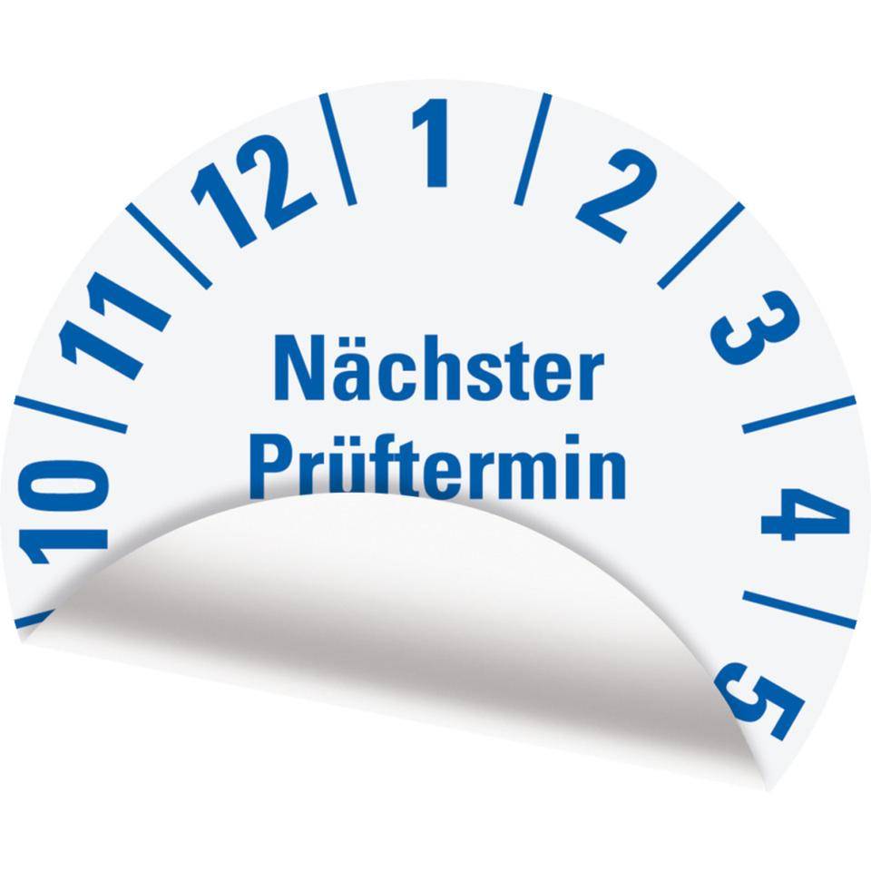 Prüfplakette Nächster Prüftermin 2029, weiß, Hochleistungsfolie,Oberflächenschutz, Ø25mm, 21/Bogen
