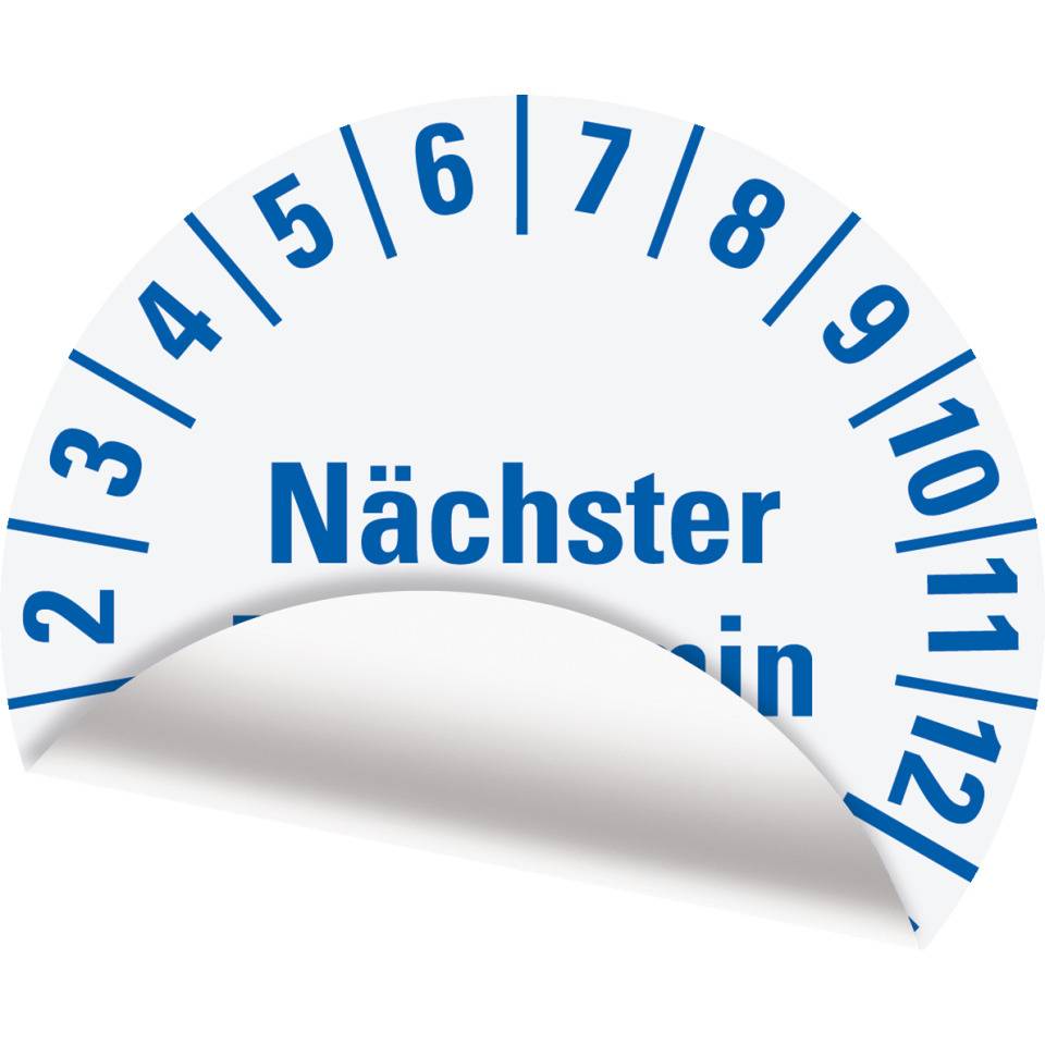 Prüfplakette Nächster Prüftermin 29-32, weiß, Folie, mit Spezialkleber, Ø 25mm, 21/Bogen