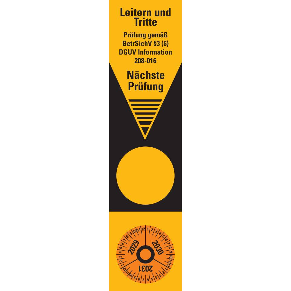Grundetikett Prüfung gemäß BetrSichV §3(6), DGUV Information, 29-31, Folie, 50x220mm