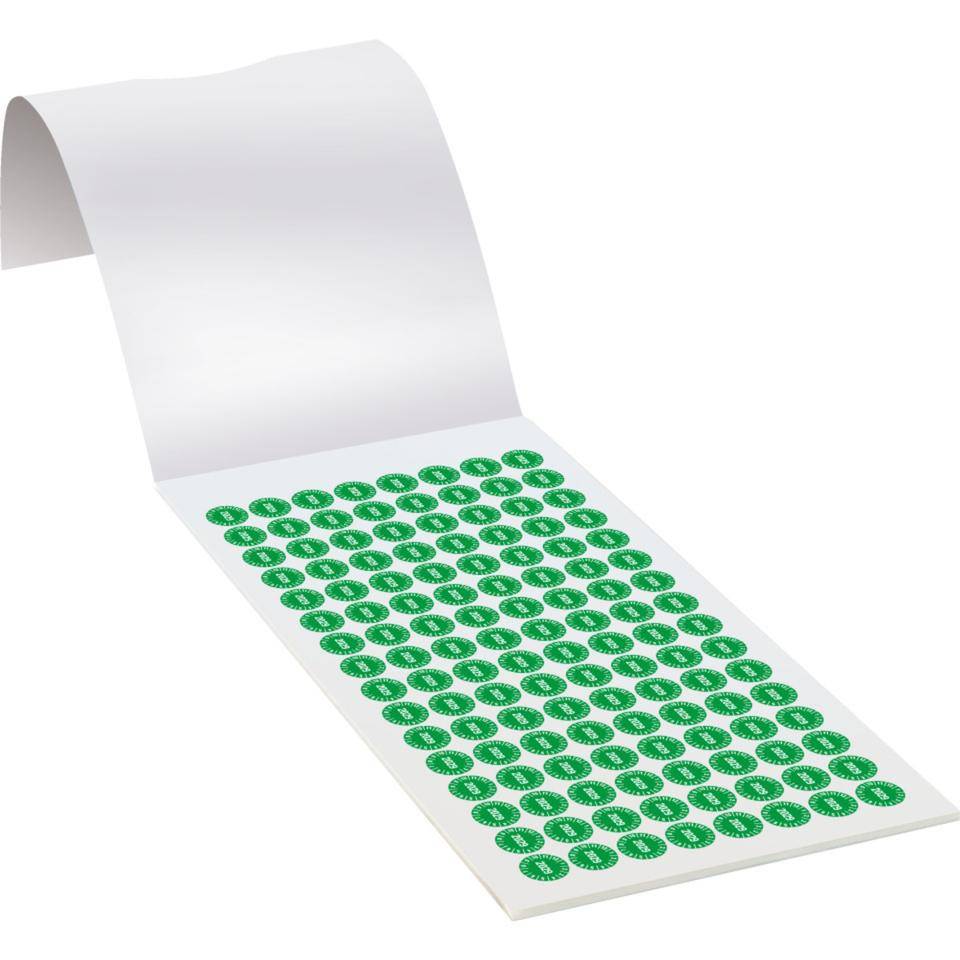 Prüfplakette 2029, grün, Dokumentenfolie, Ø 10mm, 384/Heft