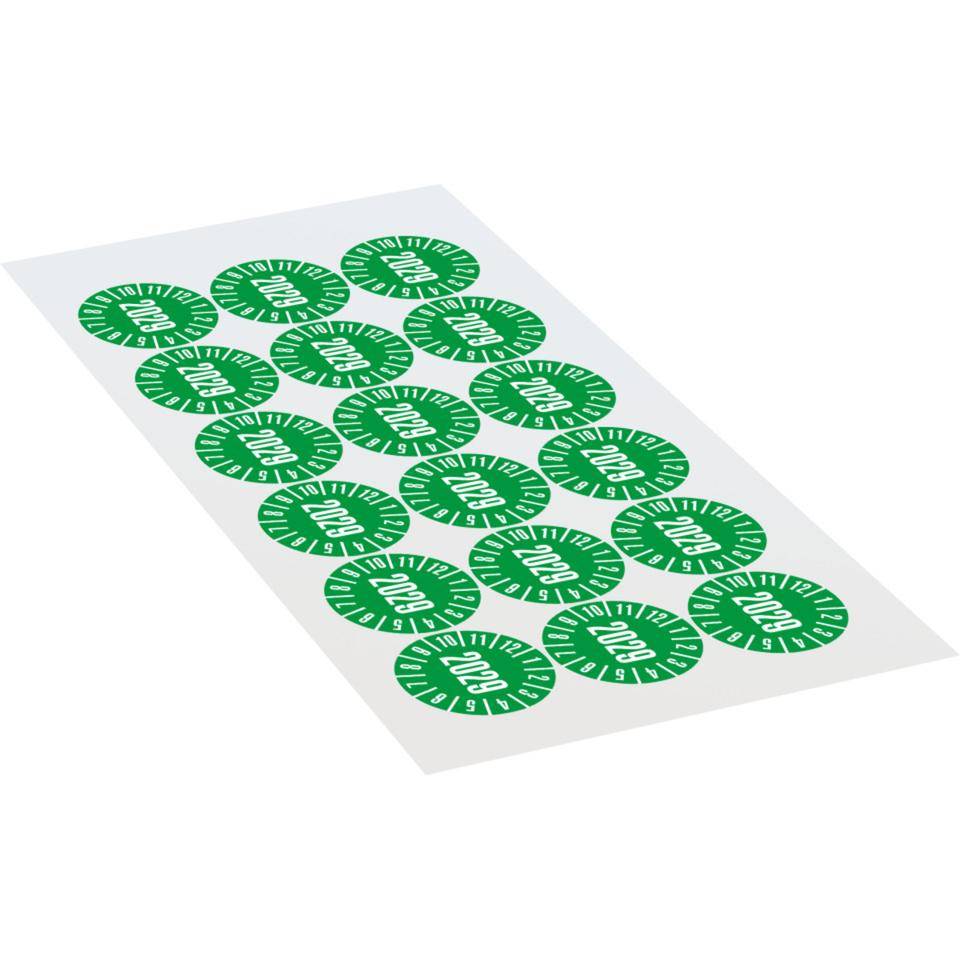 Prüfplakette 2029, grün, Schachbrettfolie, selbstklebend, Ø 30mm, 18/Bogen