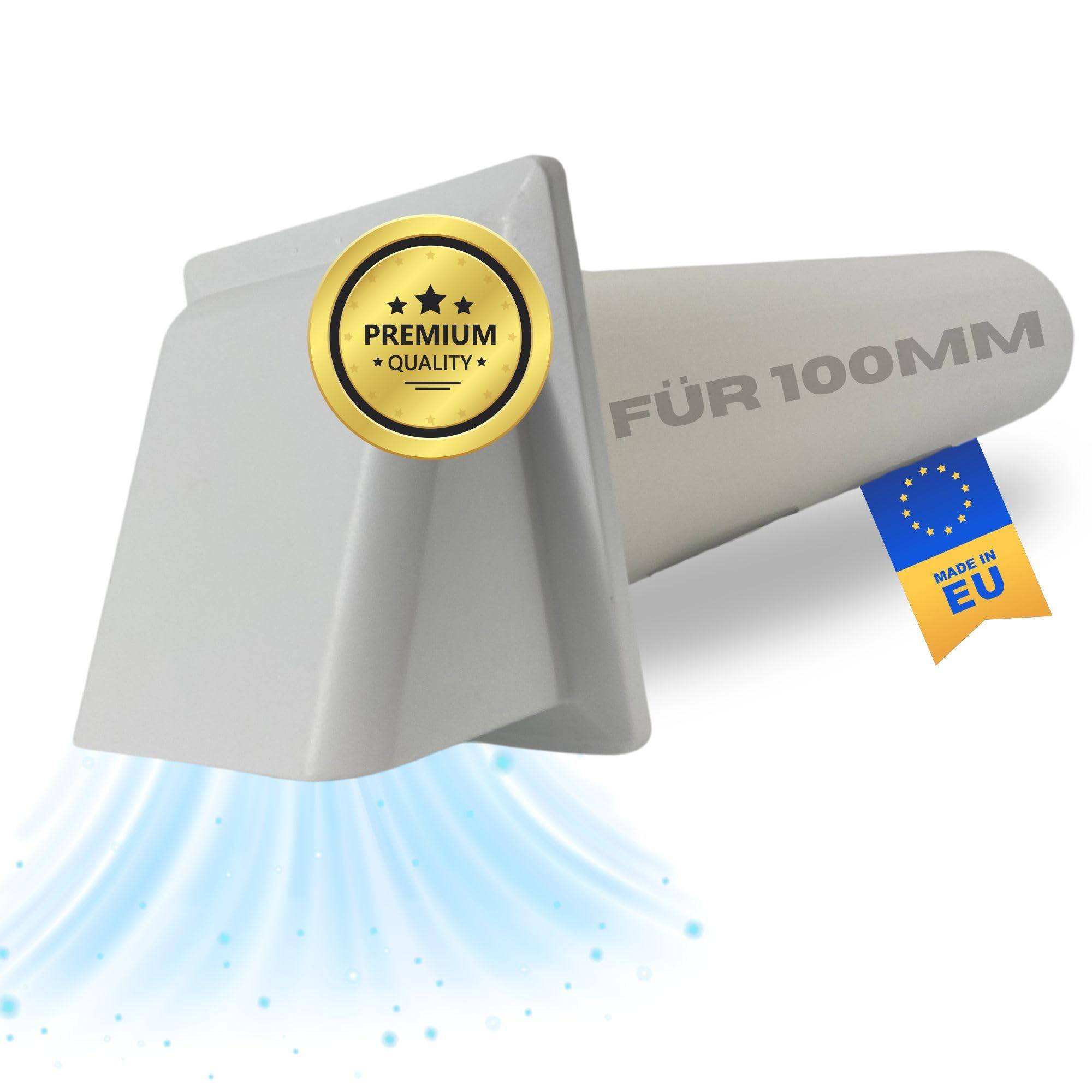 Ablufthaube Mauerkausten + 104mm Rohr 50cm für 100mm Lüfter Abluft Luftrohr Abluftventilator Lüftungsrohr Kunststoff Rundrohr Kanal Zuluft Abluftl