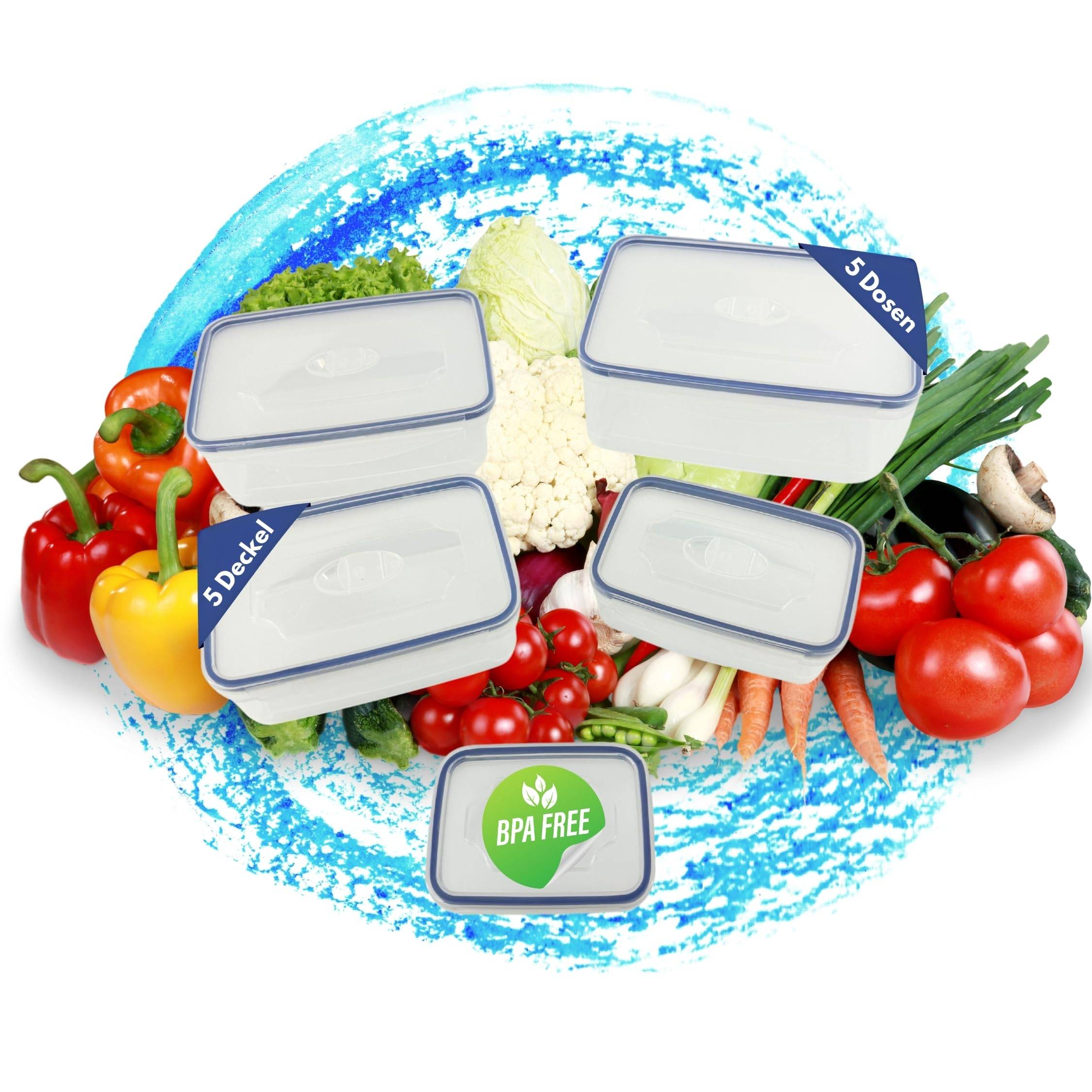 10 Teile Frischhaltedosen Set 5 Dosen mit 5 Deckel Klick Frischhaltedose Klick System I Kunststoff Vorratsdosen spülmaschinenfest Gefrierdosen