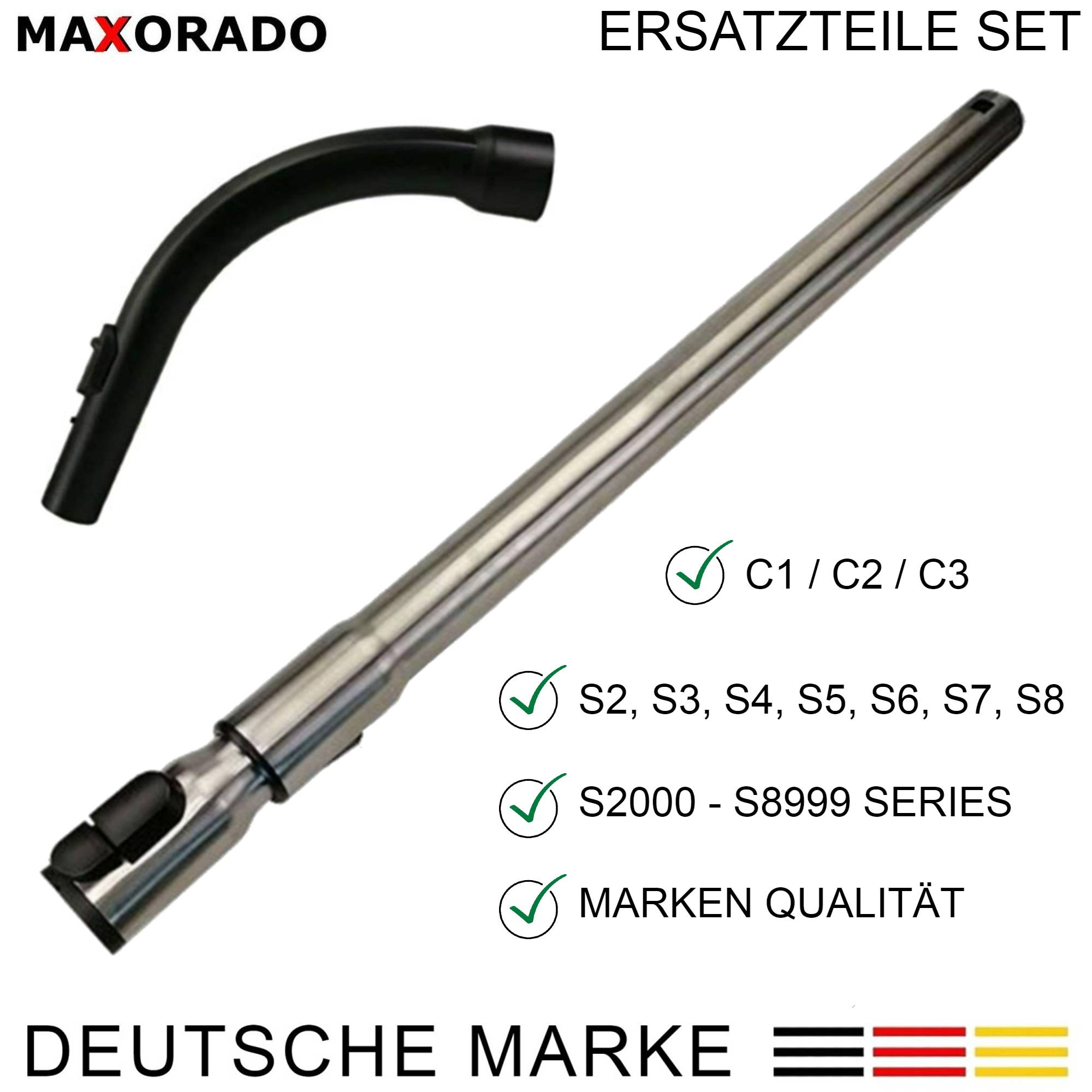Teleskoprohr Rohr + Handgriff Griff für Miele S8340 S8330 8370 S 8340 S2131 9442601 S2 S4 S5 S6 S8 S711 S712 S381 S5 S4 C1 Compact C1 C2 Complete C1