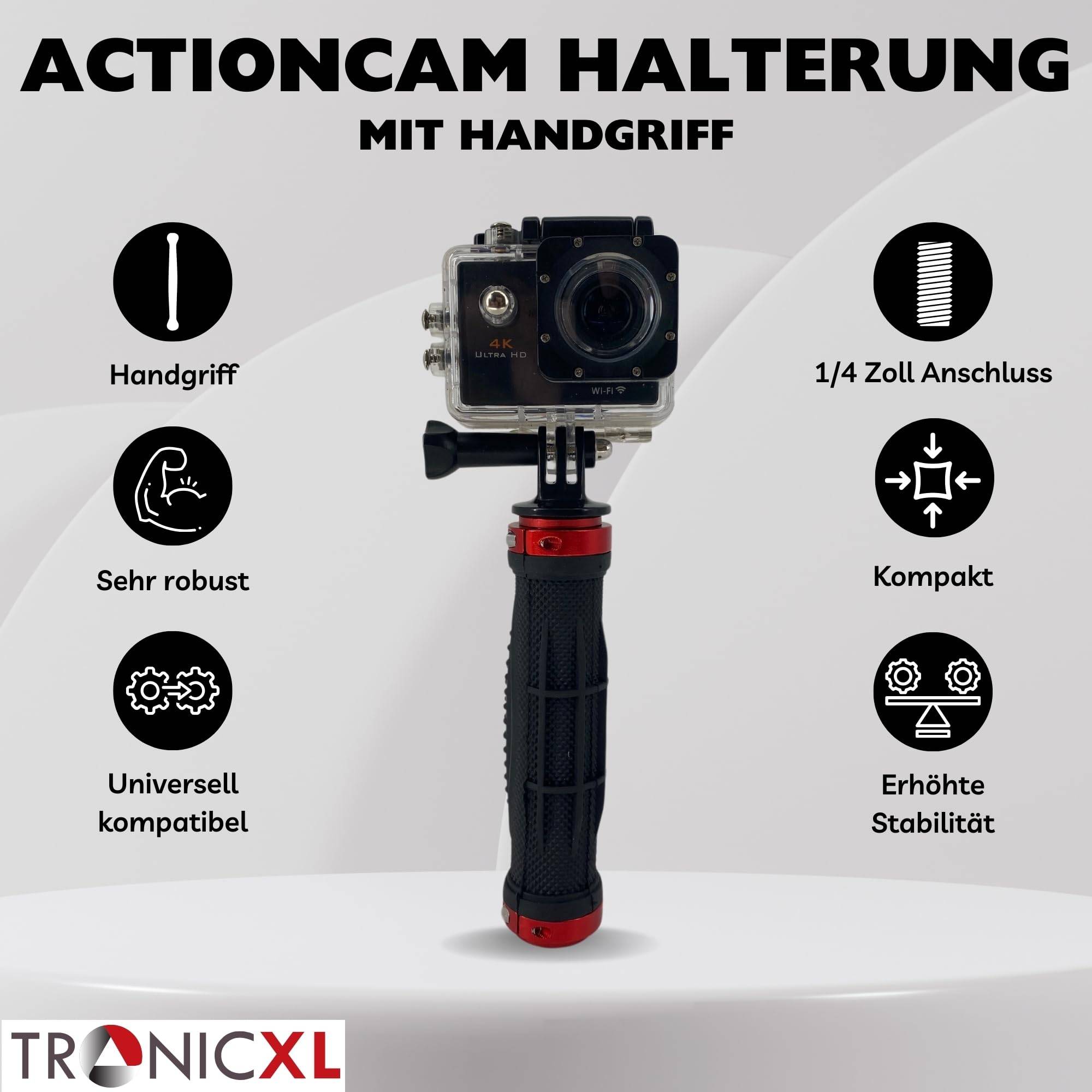 Actioncam Aluminium Handgriff Griff kompatibel mit DJI Osmo GoPro Hero Hero+ 3 4 5 6 7 8 9 10 11 12 13 Session Action Cam Kamera Halterung