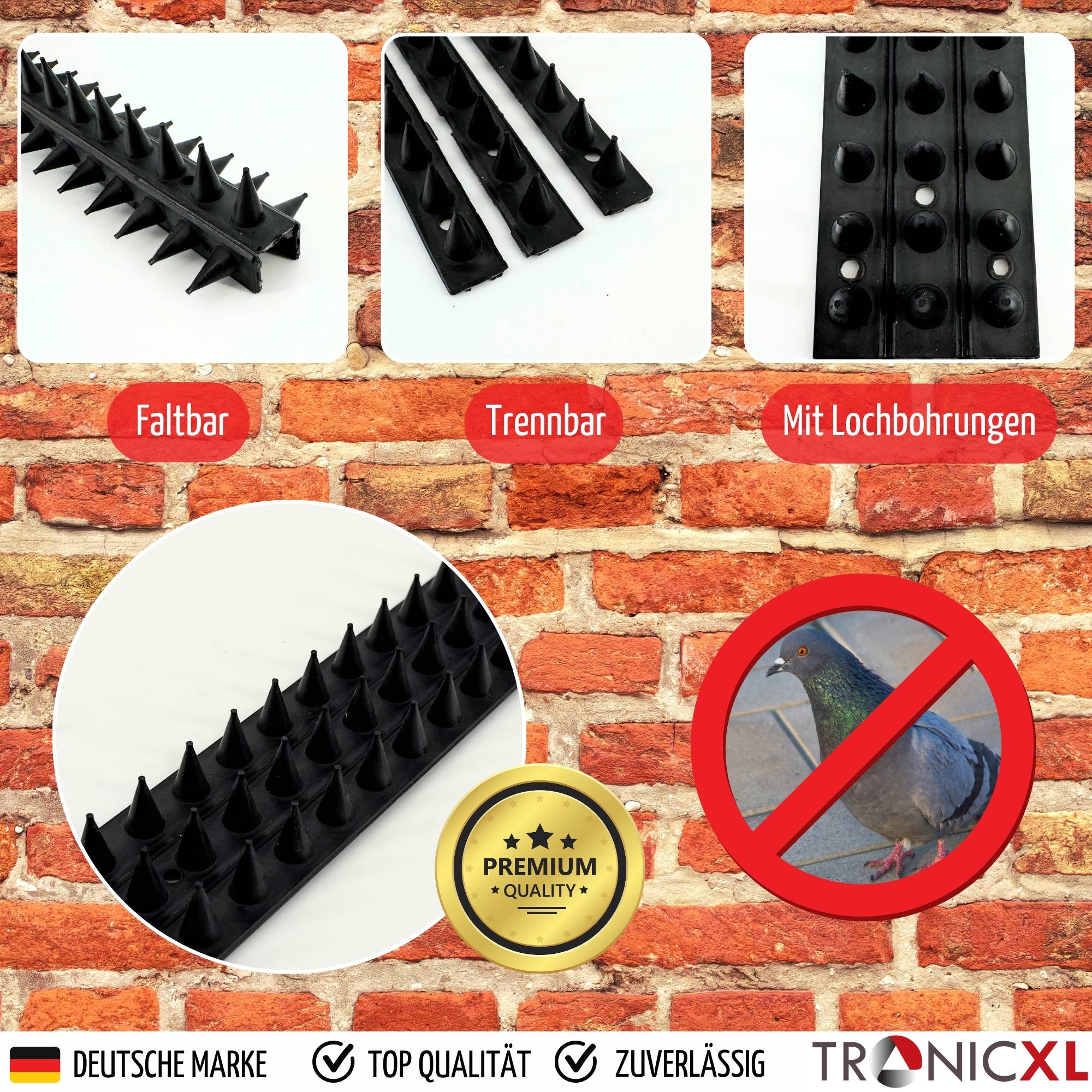 20x schwarz Taubenspikes = 10 Meter Taubenabwehr Vogelabwehr Spikes Vogelschutz