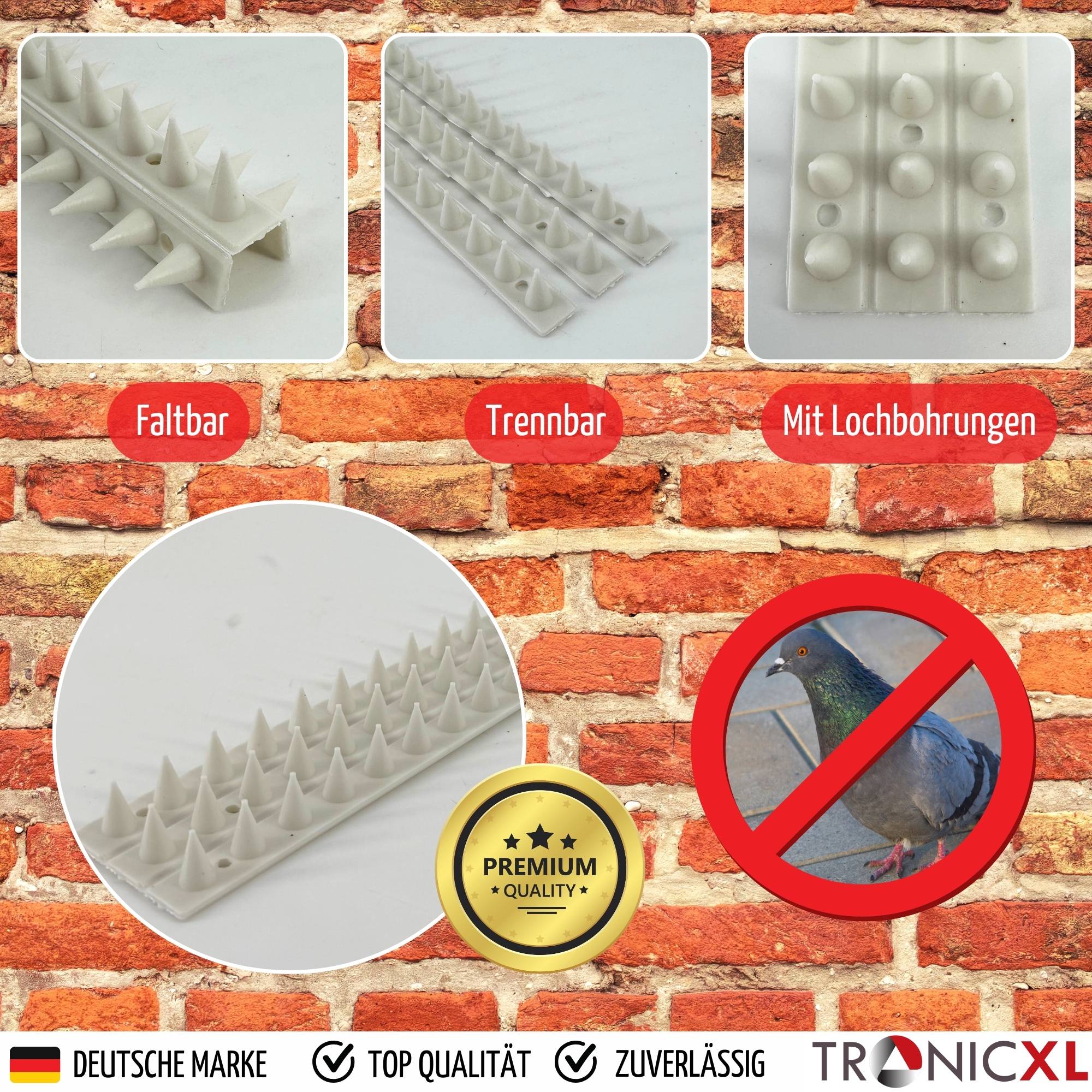 1x weiß Taubenspikes Taubenabwehr Vogelabwehr Spikes Vogelschutz hoch 50cm lang Katzenabwehr Stachel Dach Balkon