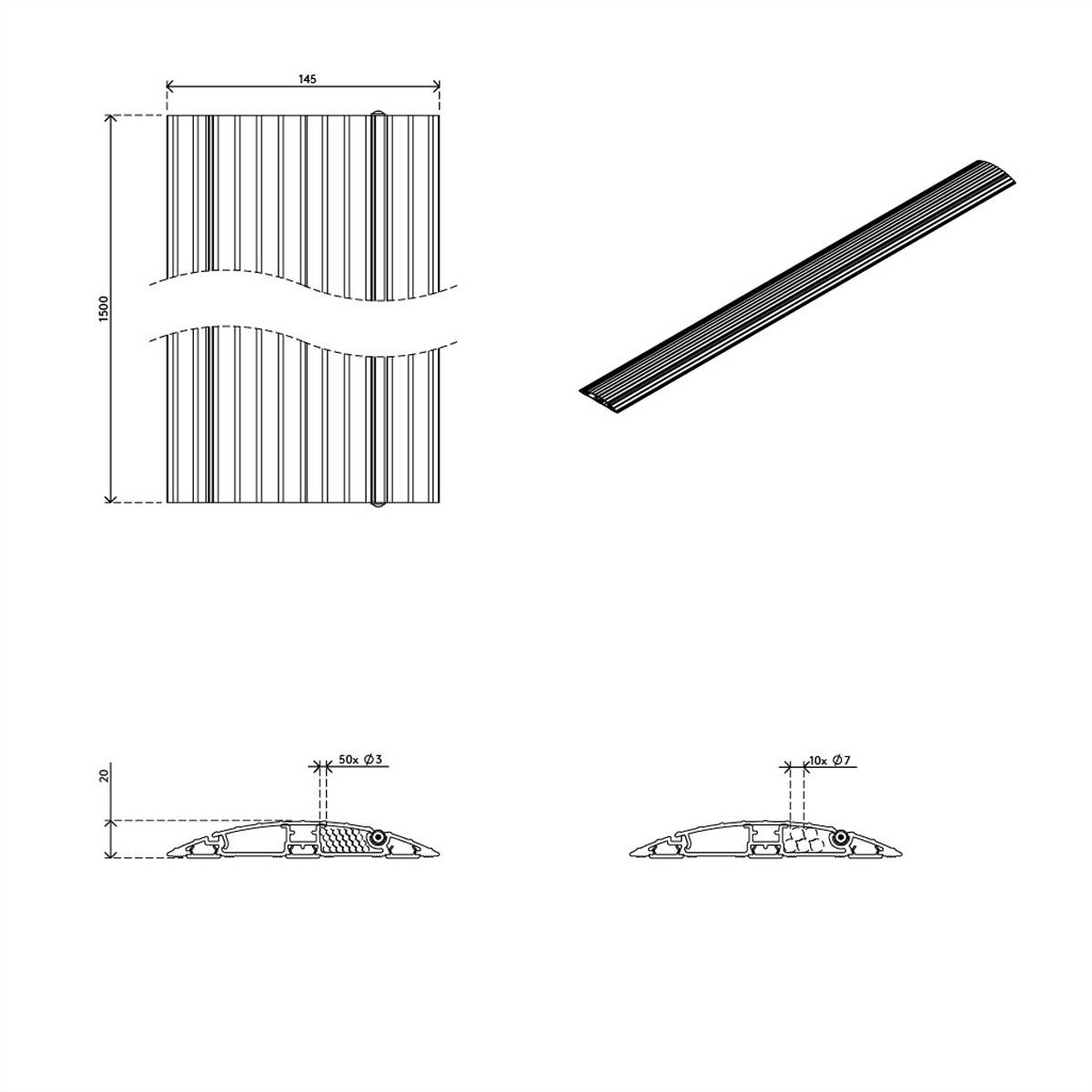 DATAFLEX Addit Kabelschutz, gerade 423, schwarz, 150 cm