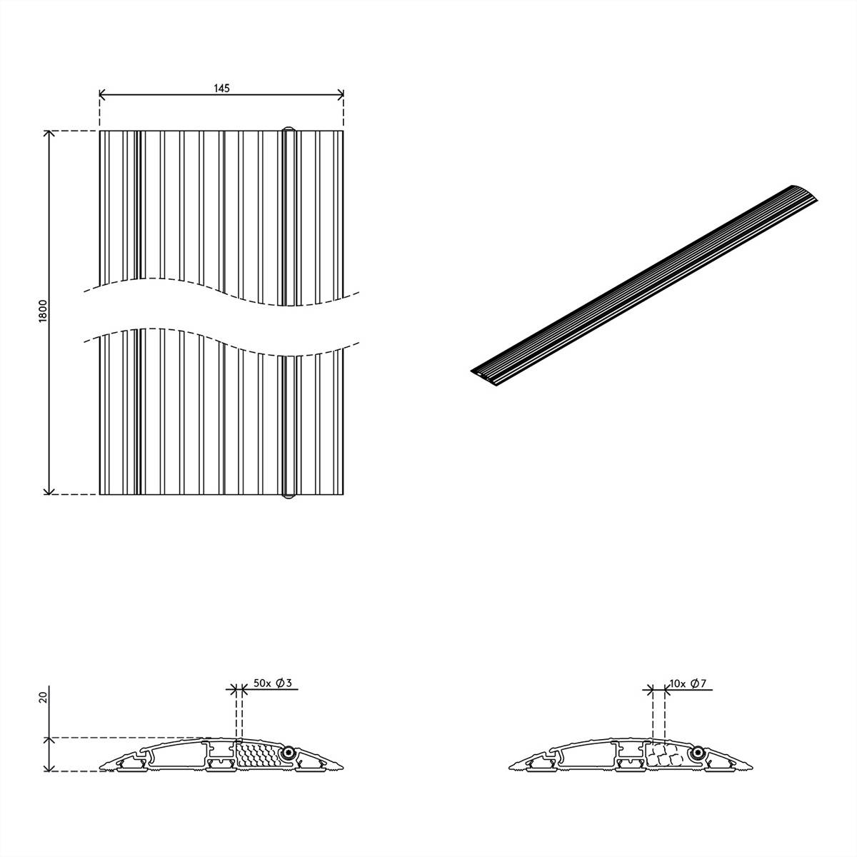 DATAFLEX Addit Kabelschutz, gerade 433, schwarz, 180 cm