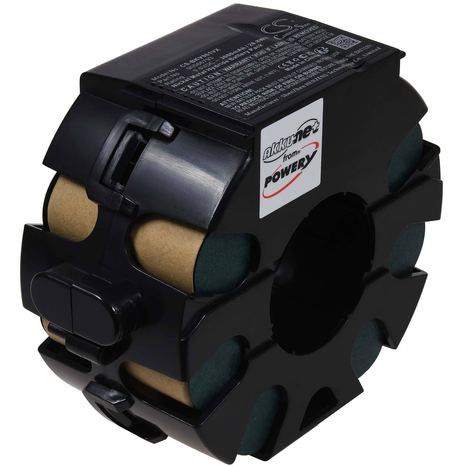 Powery Akku für Black & Decker WD9610ECN Hand-Staubsauger, 9,6V, NiMH