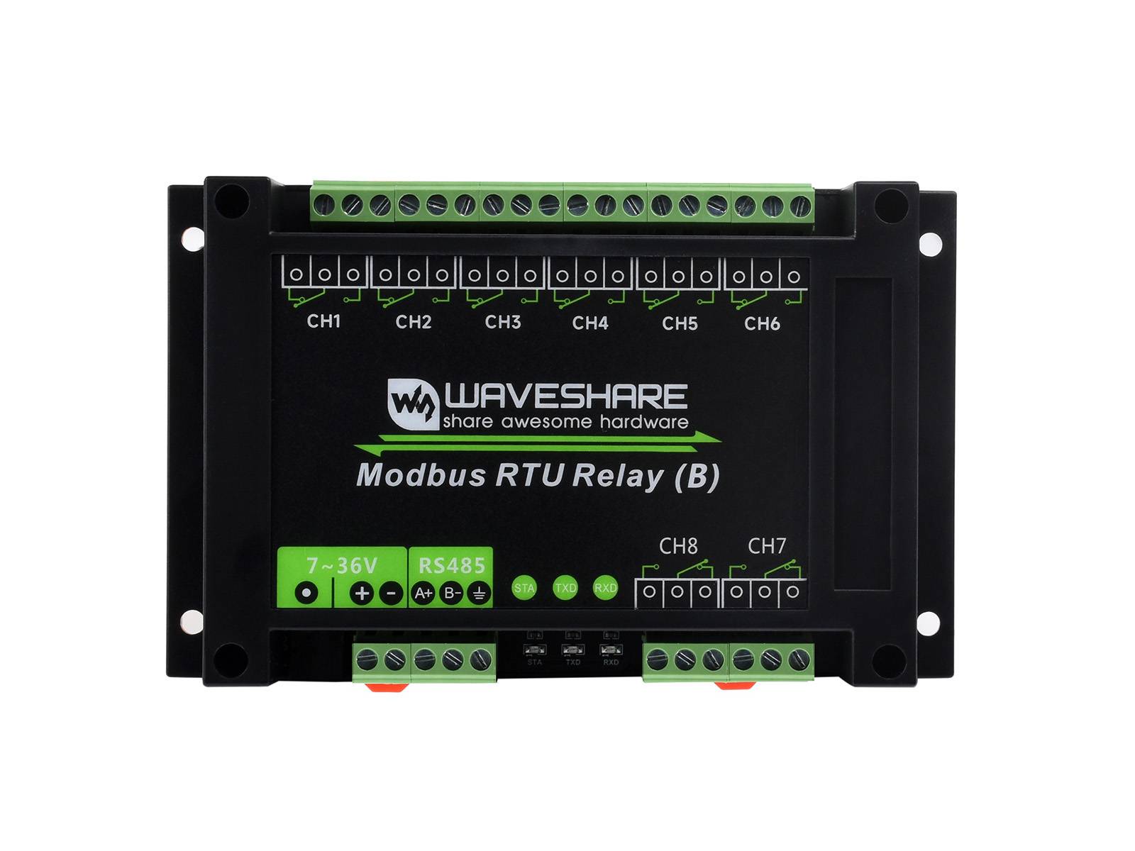 WaveShare Industrial Modbus RTU 8CH Relay Module (B) with RS485 Interface