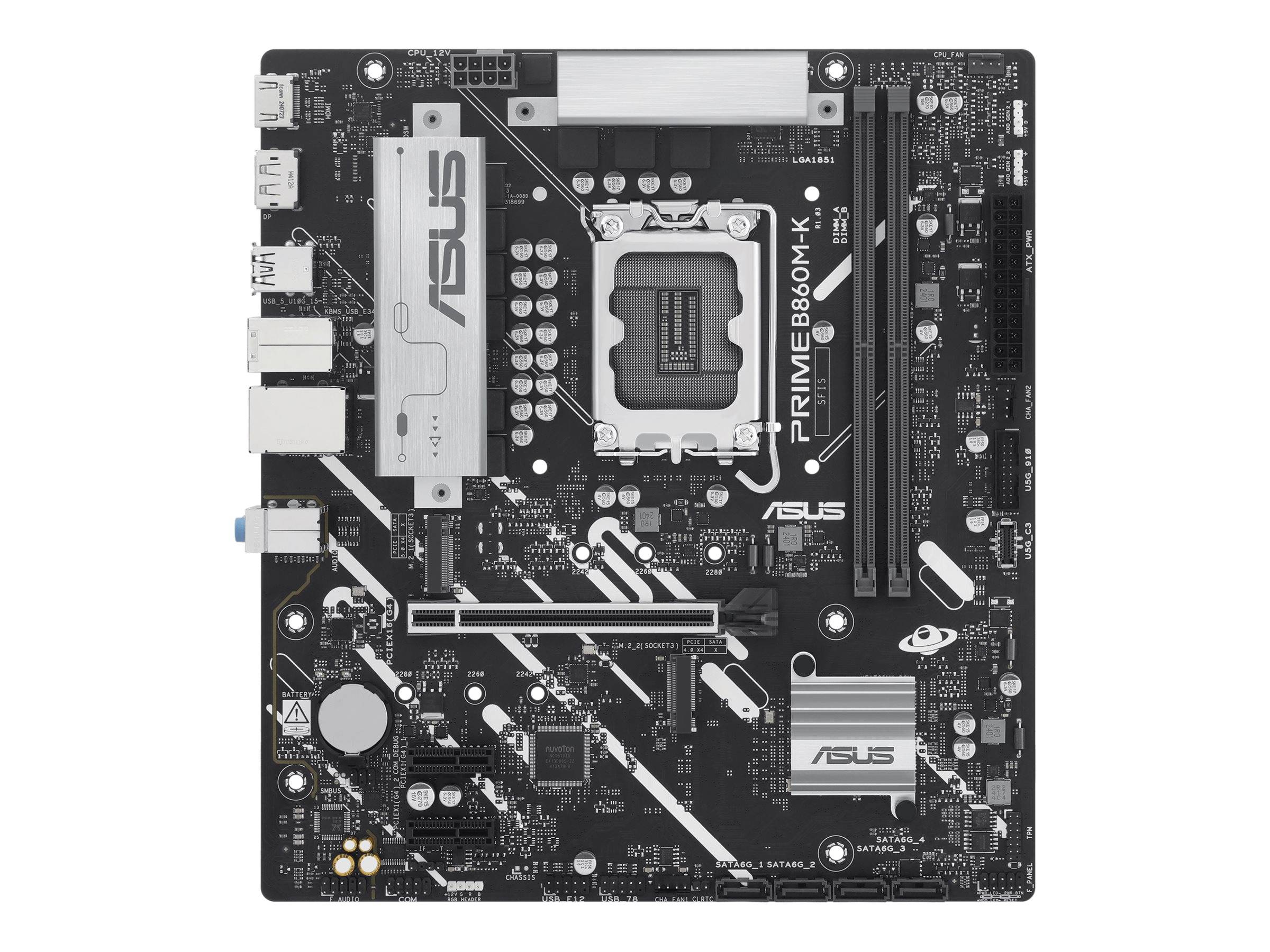 ASUS PRIME B860M-K - Motherboard - micro ATX - LGA1851-Sockel - B860 Chipsatz - USB 3.2 Gen 2, USB 3.2 Gen 1, USB-C 3.2